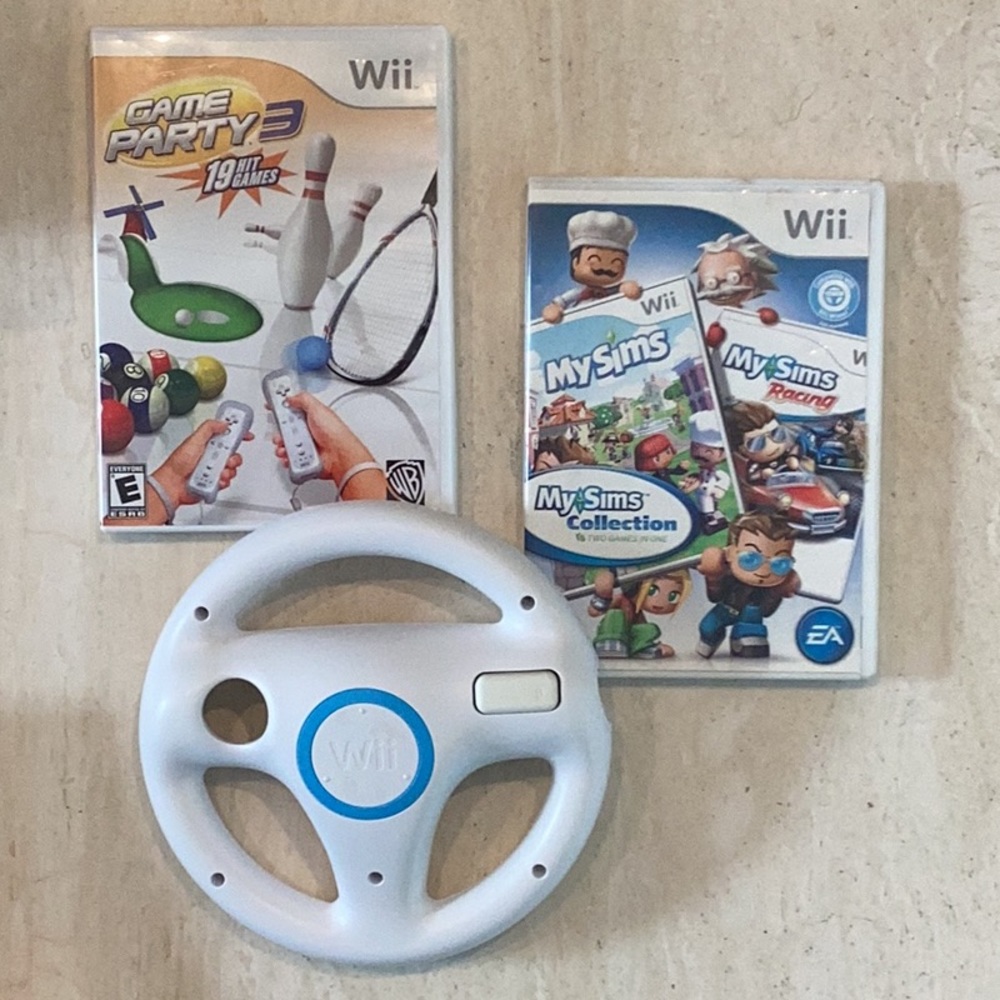 My Sims Collection Nintendo Wii Game & Game Party 3 Wii Games & Wheel MySims Lot